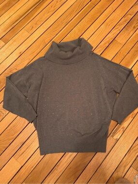 Cozy Gray Sparkle Turtleneck Sweater with subtle sparkle